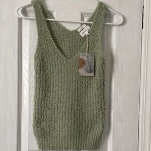 Green Textured Women's Tank Top